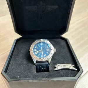 Breitling Blue Dial Silver Bezel Watch